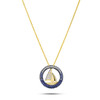 14K Gold Lab Diamond & Sapphire Sail Boat Mini Necklace