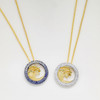 14K Gold Lab Diamond & Sapphire Sail Boat Mini Necklace