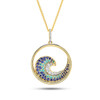 14K Gold Lab Diamond & Sapphire Wave Bold Necklace