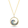14K Gold Lab Diamond & Sapphire Wave Bold Necklace