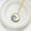 14K Gold Lab Diamond & Sapphire Wave Bold Necklace