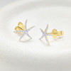 14K Gold Lab Diamond Mini Starifsh Stud Earrings