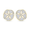 14K Gold Lab Diamond Mini Sand Dollar Stud Earrings