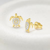 14K Gold Lab Diamond Mini Turtle Stud Earrings