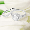 14kt Yellow White Lab Diamond Round Halo Trinity Knot Engagement Ring