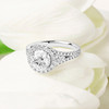 14kt Yellow White Lab Diamond Round Halo Trinity Knot Engagement Ring