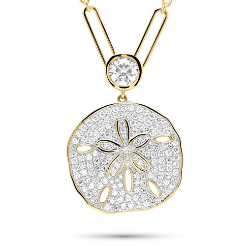 14kt Gold Lab Diamond Sand Dollar Necklace