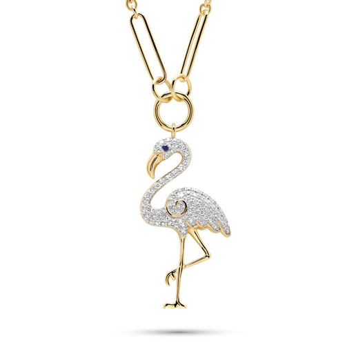 14kt Gold Lab Diamond Flamingo Necklace
