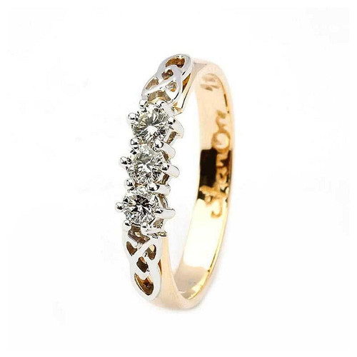 Celtic engagement ring 14k yellow and white 3 stone .25ct