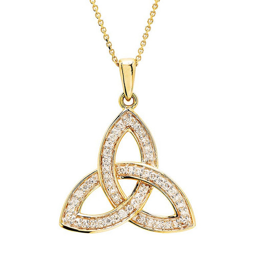 14kt Gold Lab Grown Diamond Celtic Trinity Knot Necklace
