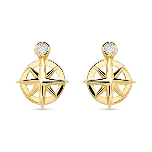 14kt Gold Lab-Grown Diamond Mini Compass Stud Earrings