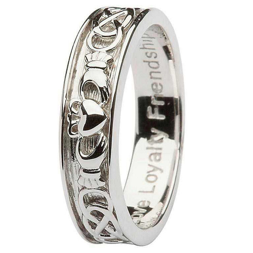 Gents Silver Claddagh Celtic wedding Ring