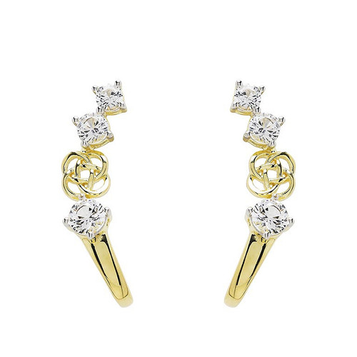 14kt Gold Vermeil Celtic Knot Earrings with Triple White Sapphires