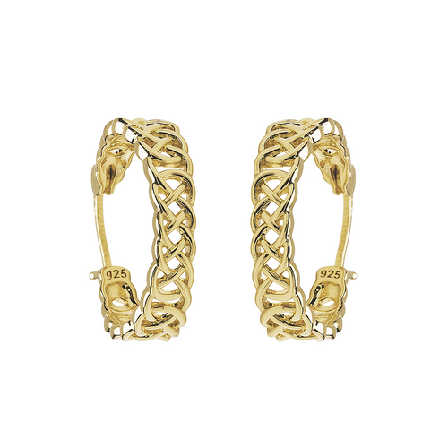 14kt Gold Vermeil Celtic Hoop Earrings - Large