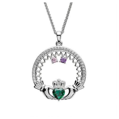 Two Stone Family Claddagh Pendant