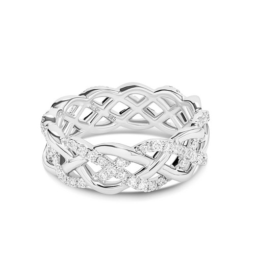 14kt White Gold Celtic Eternity Band with Lab Diamonds