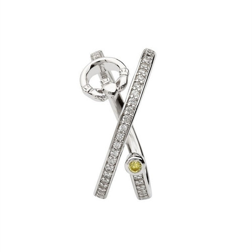 Claddagh Crisscross Silver Ring Set With Peridot Stone