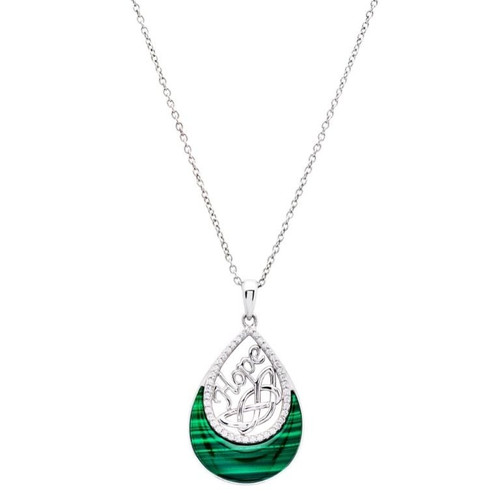 Hope Malachite Trinity Knot Pendant in Sterling Silver