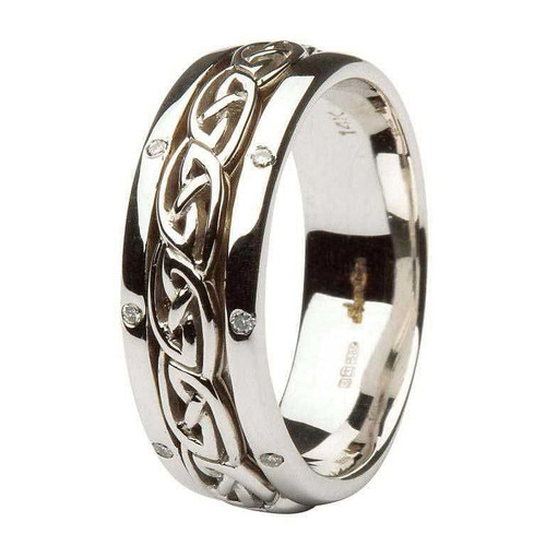 Celtic Wedding Ring Ladies Diamond Set Comfort fit