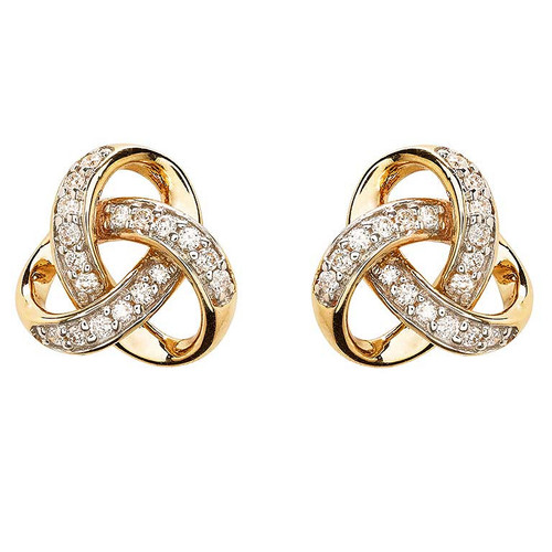 14kt Gold Lab Grown Diamond Celtic Knot Love Stud Earrings