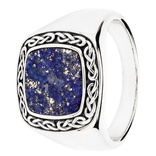 Blue Lapis Sterling Silver Celtic Knot Men's Ring