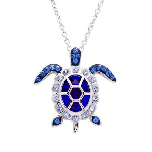 September Turtle Birthstone Pendant with Crystals
