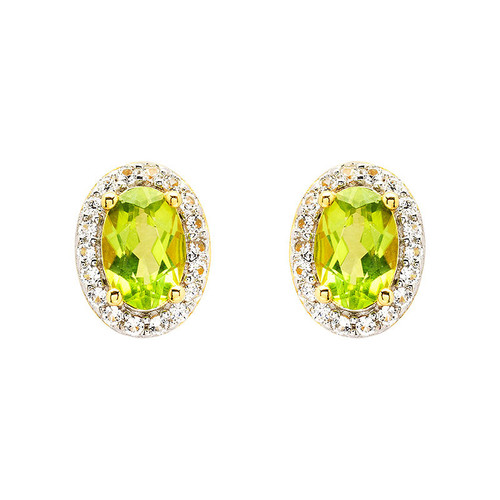 14kt Gold Vermeil Genuine Peridot Halo Earrings