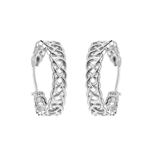 Sterling Silver Celtic Hoop Earrings - Large