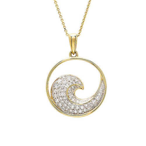 14kt Gold Lab Grown Diamond Wave Necklace
