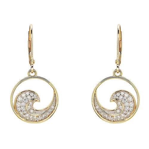 14kt Gold Lab Grown Diamond Wave Hoop Earrings