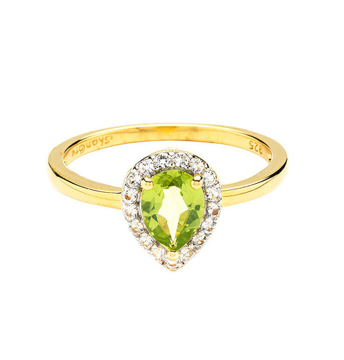 14kt Gold Vermeil Genuine Peridot Halo Ring
