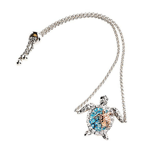 Sterling Silver Crystal Turtle and baby Bracelet