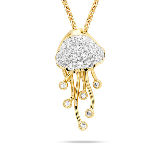 14K Gold Jellyfish Necklace with Lab-Grown Diamond Drops