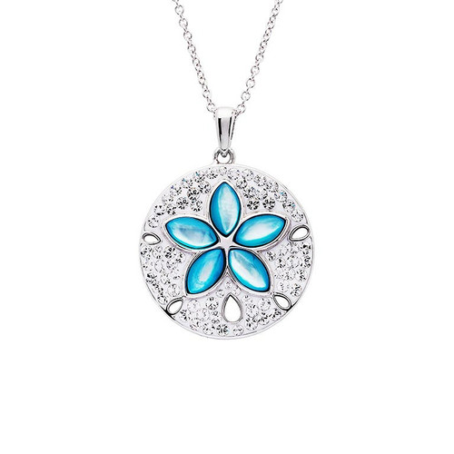 Aqua Mother of Pearl Sand Dollar Pendant