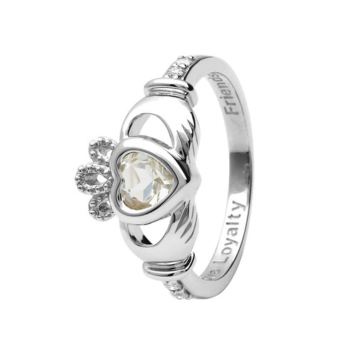 14K White Gold Diamond Birthstone Ring .08ct