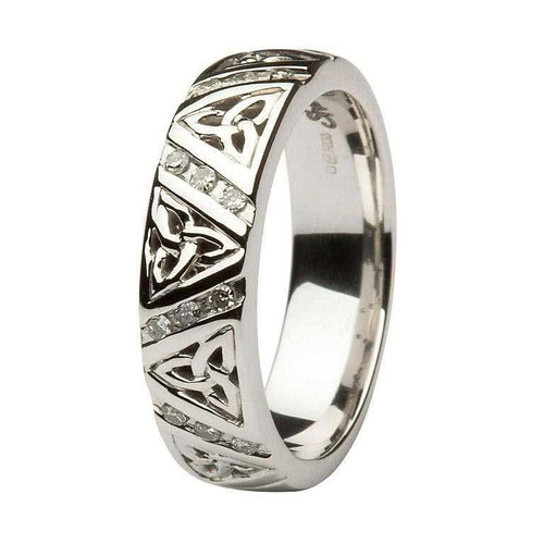 Ladies Diamond Wedding Ring with Trinity Knots