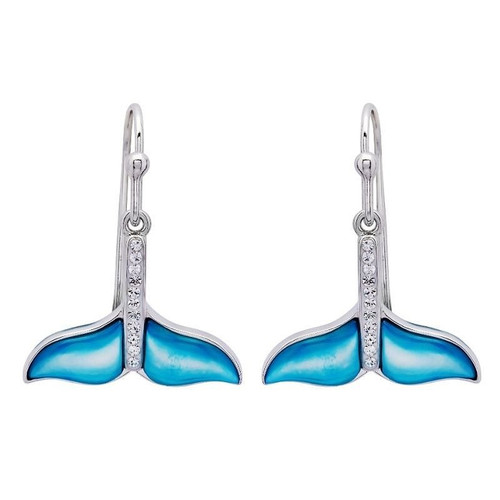 Aqua Mother of Pearl Whale Tail Earrings