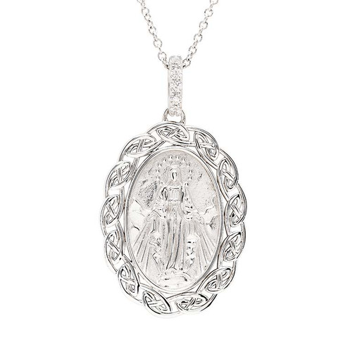 Sterling Silver Celtic Miraculous Medal Necklace
