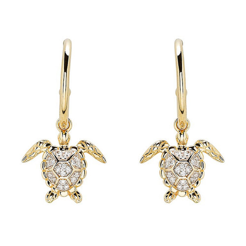 14kt Gold Lab Grown Diamond Turtle Hoop Earrings