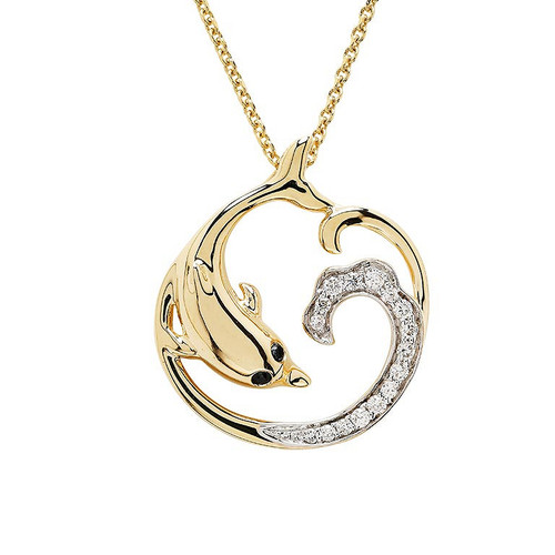 14kt Gold Lab Grown Diamond Dolphin Necklace