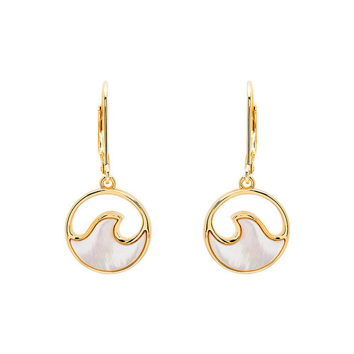 14K Gold Vermeil Mother of Pearl Ocean Wave Earrings