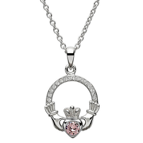 Claddagh Birthstone June Pendant Adorned With Crystal
