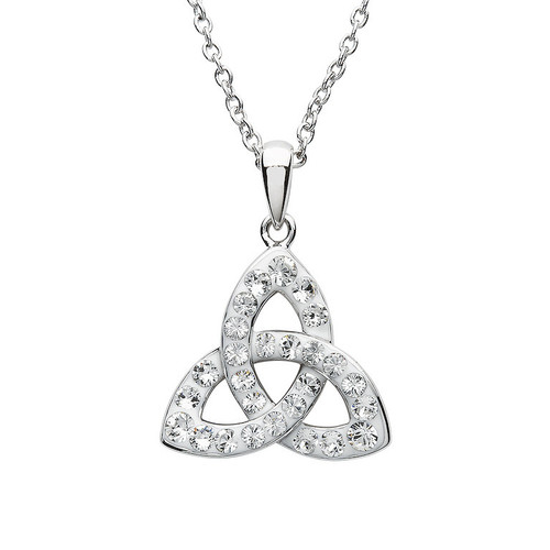 Platinum Plate White Trinity Large Pendant Swarovski
