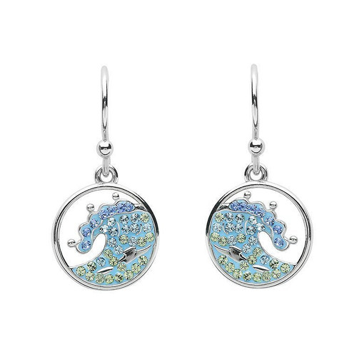 Wave Drop Earrings With Crystals