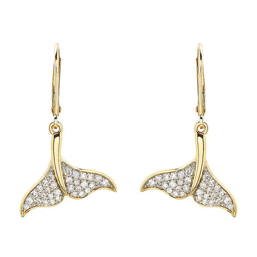 14kt Gold Lab Grown Diamond Whale Tail Hoop Earrings