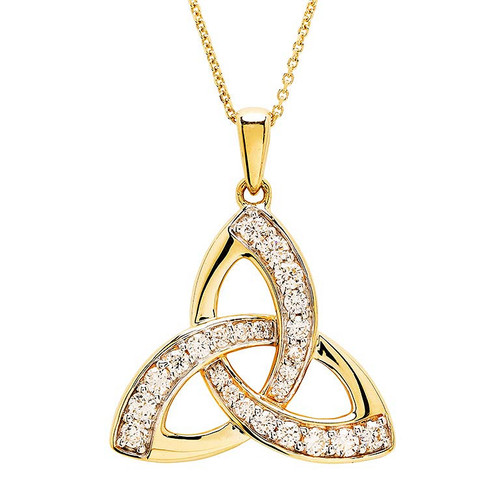 14kt Yellow Gold Lab Grown Diamond Celtic Trinity Knot Necklace