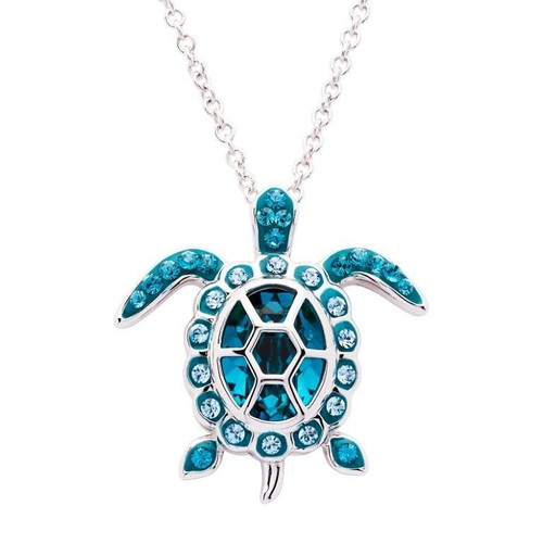 December Turtle Birthstone Pendant with Crystals
