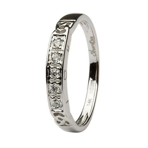 Five Stone Diamond set Celtic I Love You eternity styled Ring