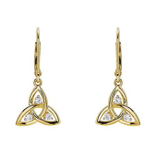 14kt Gold Vermeil Trinity Knot Drop Earrings with White Sapphires