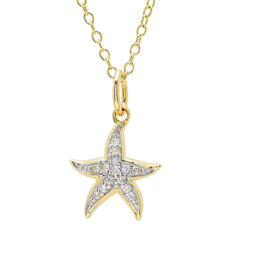 14kt Gold Vermeil white Sapphire Star Fish Necklace